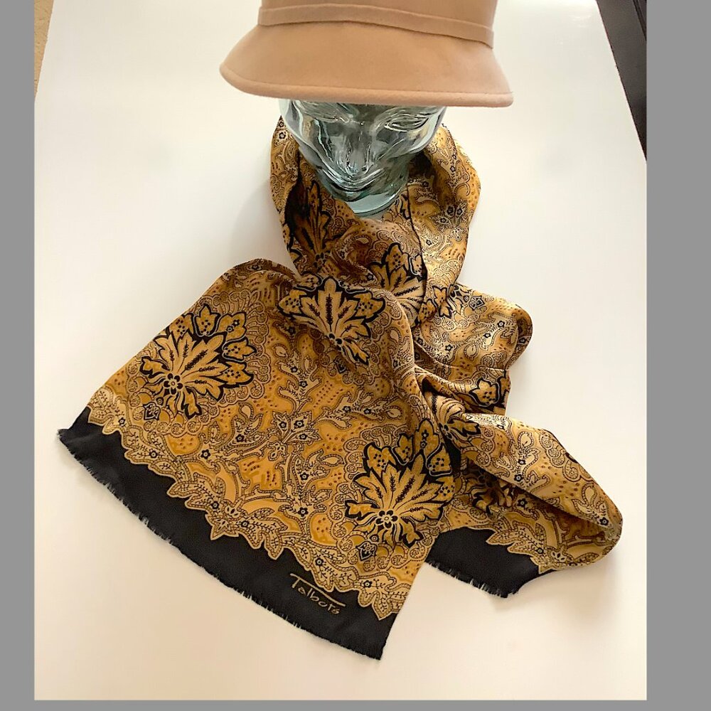Talbots multi-colored rectangle paisley pattern scarf, 100% silk, 11 x 58 inches